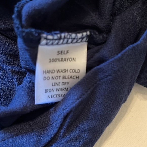 M altar'd state cape blouse womens shirt navy blue button up rayon collar $59 - Picture 8 of 9